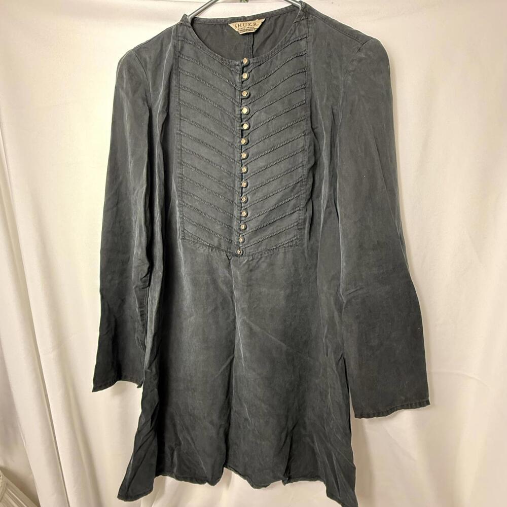 Shukr 100% Lyocell Black Fine Pleats Blouse Top S